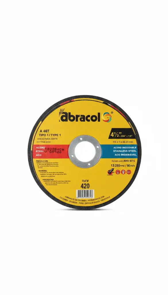 DISCO AMARILLO CORTE METAL 4 1/2  ABRACOL  (DT1 115X1,0X22,23MM) (6225A)