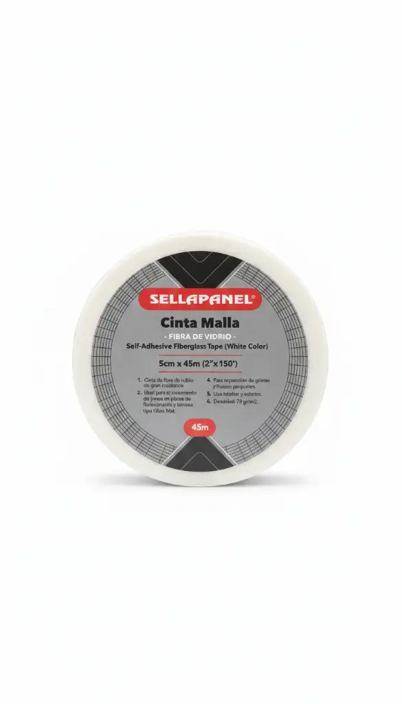CINTA MALLA FIBRA DE VIDRIO 5CMX45M SELLAPANEL